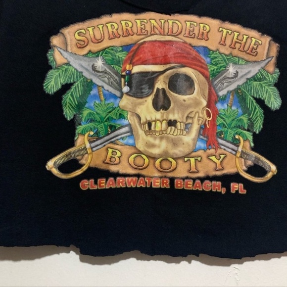 4/$20 Upcycled cropped sweat shirt graphic skull surrender the booty - Picture 4 of 5